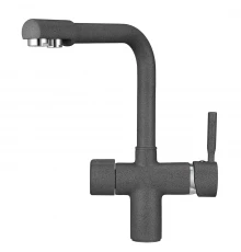 2088, ГРАФИТ Смеситель для кухни однорыч., с подкл. для питьевой воды, черно-сер., GRANULA