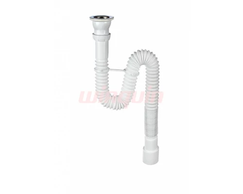 Сифон гофрированный 1½ х 40/50 мм, L800 мм в НОВОЙ комплектации: с хомутом жёсткости