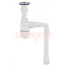 Сифон Элит с удлиненным выпуском, с нержавеющей чашкой D70мм. и гибкой трубой 600мм. (1 1/2- D40/