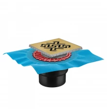 Трап водосток ZENTRUM Antik 150х150, бронза, выпуск D50/75/110 H74 вертикальный, BERGES