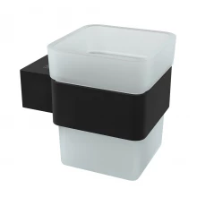 Стакан для зубных щеток SMOOTH LINE с держателем, черный