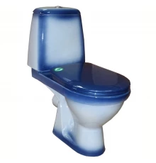 ПРЕМЬЕР Унитаз-компакт горизонт. вып. с арматурой, сиденьем, креплением, синий. ROSA