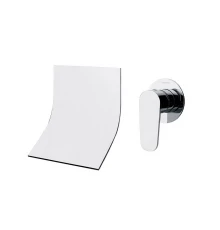 Встраиваемый однорычажный смеситель для раковины с каскадным изливом на раздельных пластинах 140 мм 