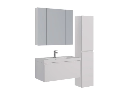 Шкаф зеркальный Lemark UNIVERSAL 100х80 см 3-х дверный, цвет корпуса: Белый глянец