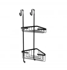 Полка для душевой кабины угловая Fixsen двухэтажная черная латунь FX-853B-2