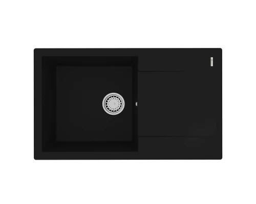 Кухонная мойка Lemark IMANDRA 840 врезная прямоугольная с крылом из кварцгранита, Антрацит 