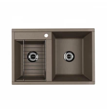 Мойка для кухни  Делия 78 DBL  780x520x218 мм, прямоуг. с крылом, серый шелк