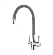 Comfort Смеситель для кухни, гиб.излив 228мм фильтр.воды, р/ОД, хром/серый, LM, LM3075C-Gray