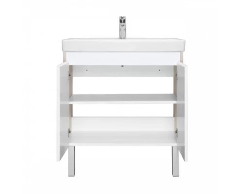 Тумба СКАНДИ DOORS 80, универс., 2 дв., белый глянец/дуб верона (под раковину АДРИАНА 80)