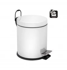 Ведро-контейнер для мусора с педалью 5 л, микролифт, белое,  BERGES
