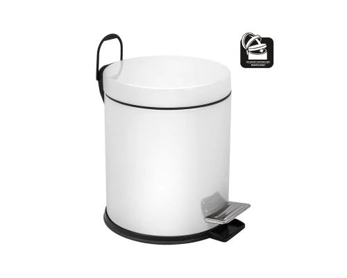 Ведро-контейнер для мусора с педалью 5 л, микролифт, белое,  BERGES