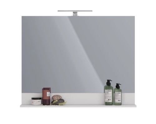 Зеркало Lemark ROMANCE 100 см с полкой, цвет: Белый глянец