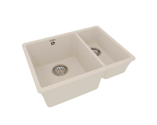 Кухонная мойка Lemark SINARA 550.2-U подстольного монтажа с доп.чашей из кварцгранита, Шампань 