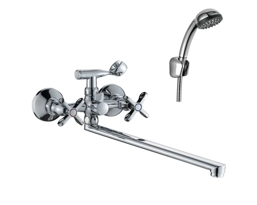 RS42 Смеситель для ванны, круг.пов.излив 350мм, р/ДВ, хром, ROS, RS42-80