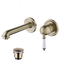 Villa Смеситель для раковины, монолит.излив181мм встр.дон.клап.Click/Clac, р/ОД, бронза, LM, LM4826B