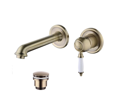 Villa Смеситель для раковины, монолит.излив181мм встр.дон.клап.Click/Clac, р/ОД, бронза, LM, LM4826B