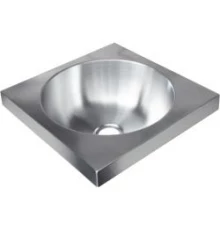 Раковина из нержавеющей стали настенная  квадратная 126x360x360 мм, шт
