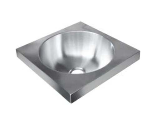 Раковина из нержавеющей стали настенная  квадратная 126x360x360 мм, шт