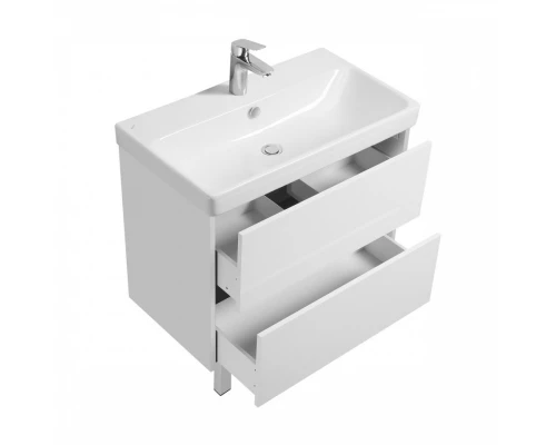 Тумба СКАНДИ 80, универс., 2ящ., белый матовый/белый глянец (под раковину АДРИАНА 80)