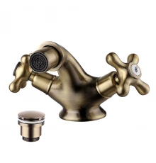 Vintage Смеситель для биде, пов.аэратор 110мм дон.клап.Click/Clack, р/ДВ, бронза, LM, LM2808B