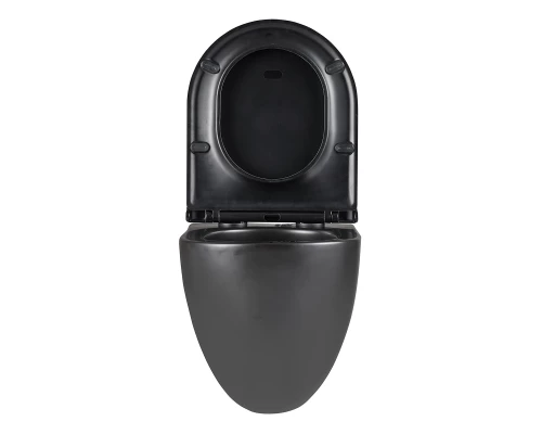 GLAZER BLACK MATT Унитаз подвесной безободковый с сиденьем микролифт,черный, LM, 9612004