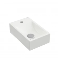 Раковина Small, накладная, 37х23 см, отверстие под смеситель слева, прямоугольная, белый глянец, BER