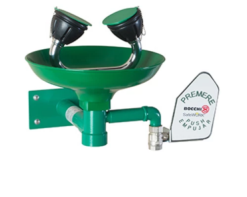 Аварийная раковина для промывки глаз настенная из полипропилена с рычагом SC300