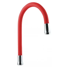 Излив гибкий из силикона,с аэратором, цвет красный., СЛАВЕН, 114