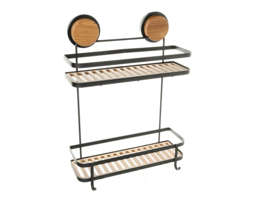 Полка прямая двухэтажная черная-дерево FIXSEN Magic (FX-950B-2)