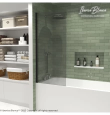 Шторка для ванны IBERICA BLANCA Mod.802 Wide Open поворотная тонированное стекло/черный 70х150см (IB802.TB.150.70)