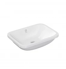 Раковина Ego 55х41 см, встраиваемая снизу, без отверстия под смеситель, прямоугольная, белый глянец,