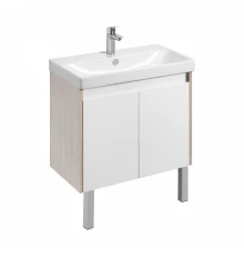 Тумба СКАНДИ DOORS 80, универс., 2 дв., белый глянец/дуб верона (под раковину АДРИАНА 80)