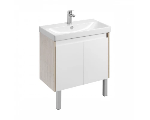 Тумба СКАНДИ DOORS 80, универс., 2 дв., белый глянец/дуб верона (под раковину АДРИАНА 80)