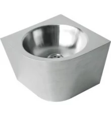 Раковина из нержавеющей стали угловая антивандальная полукруглая 270x360x360 мм, шт