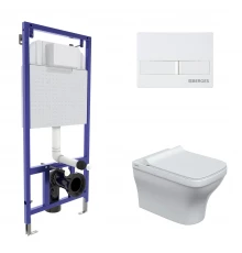 Комплект: инсталляция NOVUM кнопка L1 белая, унитаз Strati Rimless, сиденье дюропласт Strati Slim SO