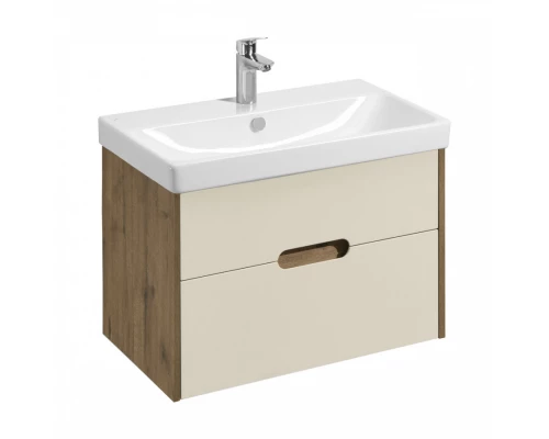 Тумба ОЛИВИЯ 80 подвесная, 2 ящ., бежевый/дуб веллингтон (под раковину АДРИАНА 80)