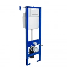 АТОМ 410 Инсталляция для скрытого монтажа унитаза, кнопка белая, BERGES