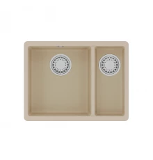 Кухонная мойка Lemark SINARA 550.2-U подстольного монтажа с доп.чашей из кварцгранита, Бежевый