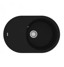 Кухонная мойка Lemark LACHA 760 врезная овальная с крылом из кварцгранита, Антрацит 