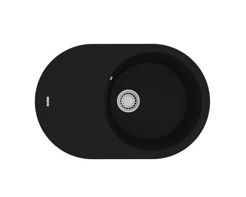 Кухонная мойка Lemark LACHA 760 врезная овальная с крылом из кварцгранита, Антрацит 