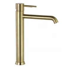 Смеситель высокий для раковины чаши ODISEA 390201OC золото брашированное