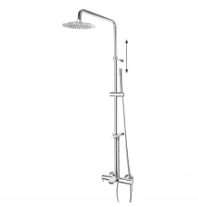 Душевая система наружнего монтажа с телескопическим тропическим душем, душевым комплектом и изливом 