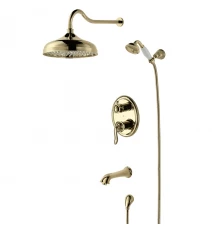 Brava Смеситель для ванны и душа, монолит.излив 170мм верх.лейка встраив., р/ОД, золото, LM, LM4722G