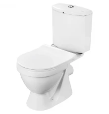 АЛЬКОР Унитаз-компактс горизонт. выпуском,стандарт- 2 реж.,дюропл,микролифт,безободк, RIMLESS.САНТЕК