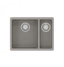 Кухонная мойка Lemark SINARA 550.2-U подстольного монтажа с доп.чашей из кварцгранита, Грей