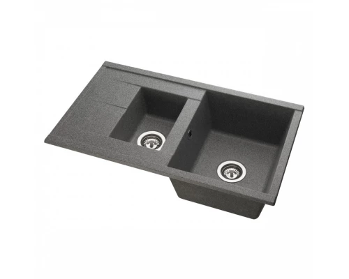 Мойка для кухни  Делия 87 870x510x218 мм, прямоуг. с крылом и доп. чашей, серый