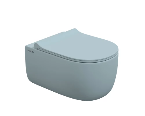 Унитаз подвесной EGO XL, микролифт, быстросъемное, голубой матовый, BERGES