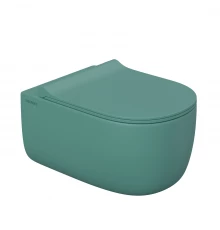 Унитаз подвесной EGO XL, матовый темно-зеленый Rimless 54 см, сиденье дюропласт EGO XL Slim SO, микр