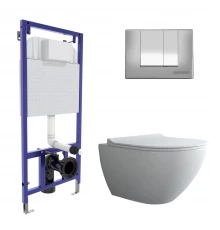 Комплект: инсталляция NOVUM, кнопка S3, унитаз PUMA XL Rimless, сиденье дюропласт Toma Slim SO, BERG