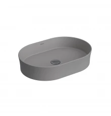 Раковина Ego SL накладная овал, 55x38 см, без отверстия под смеситель, серый матовый, BERGES